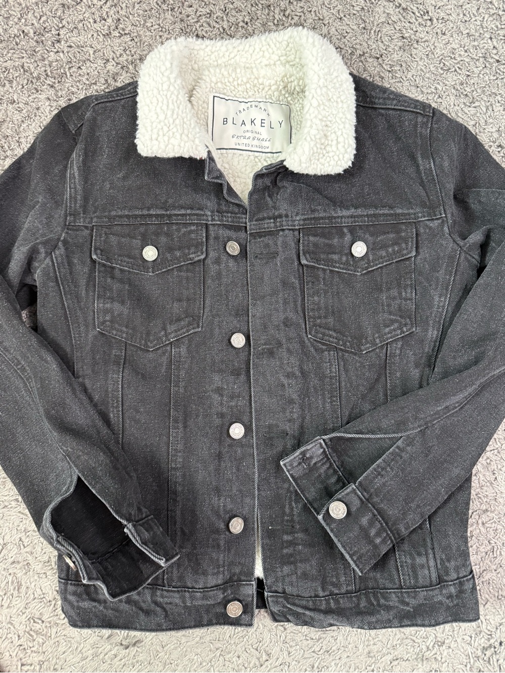 Blakely Black Sherpa-Collar Denim Jacket